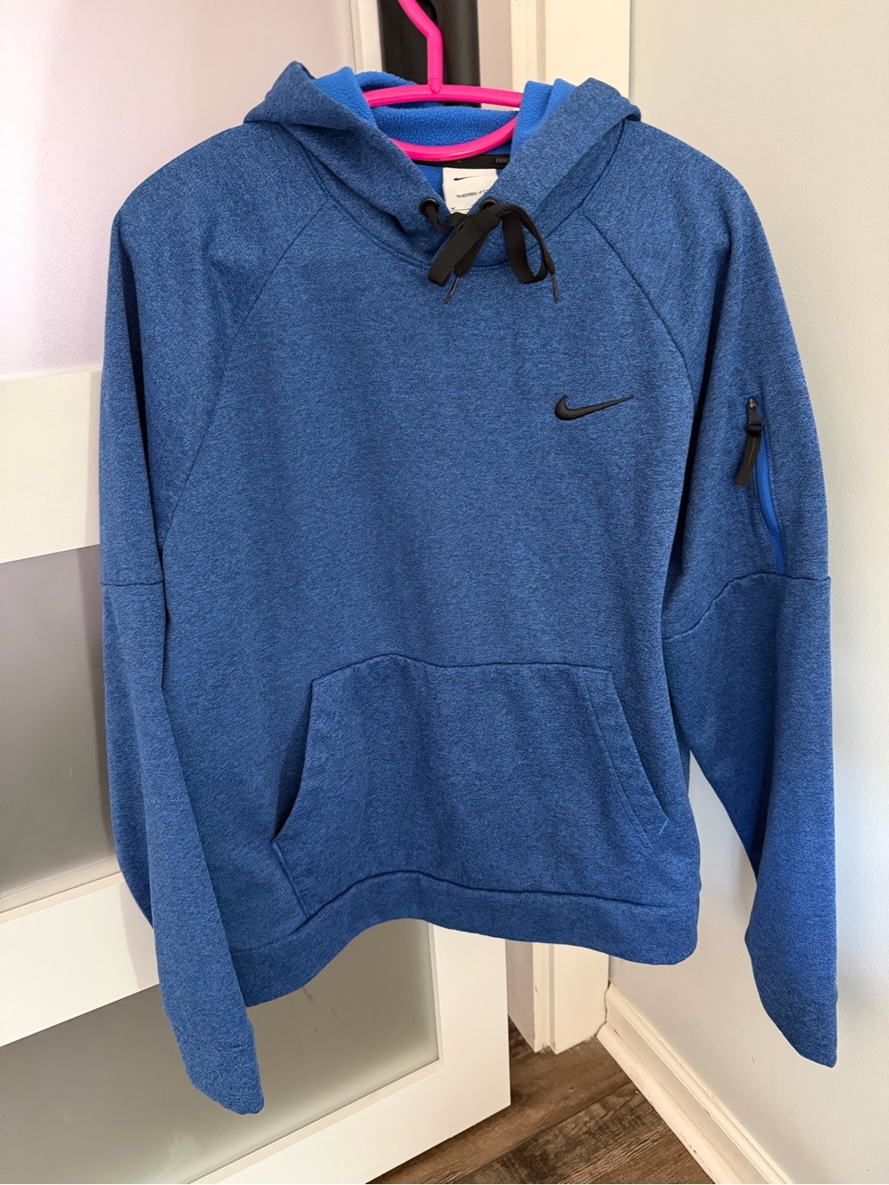 Nike Blue Heather Pullover Hoodie with Black Swoosh